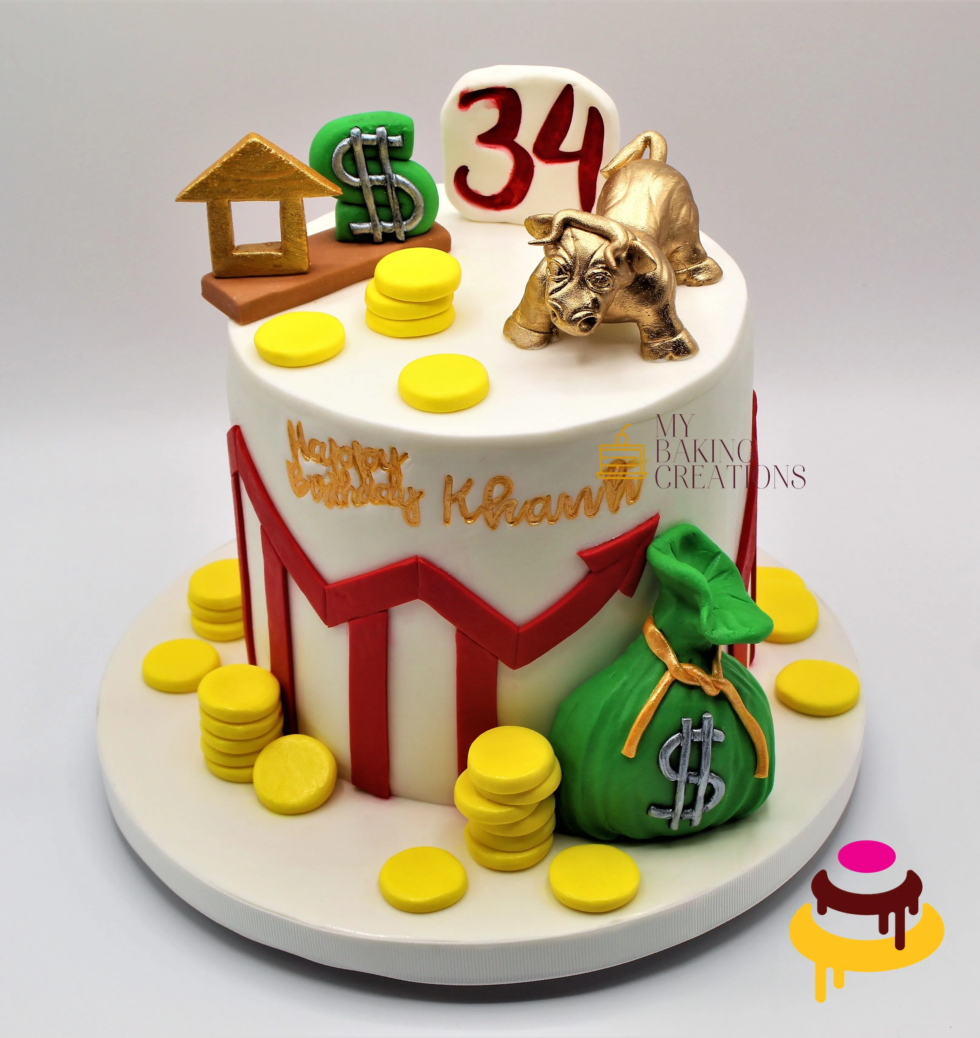 Custom Wall Street money themed birthday cake San Francisco